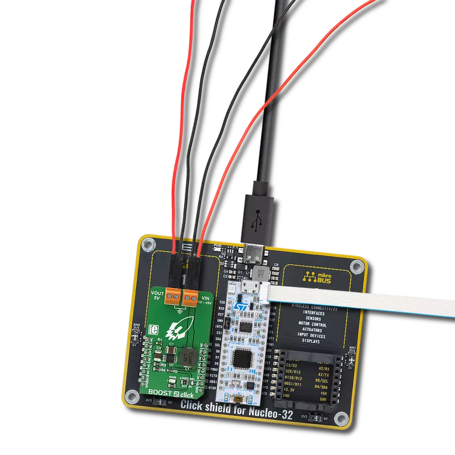 Boost 2 Click with Nucleo 32 with STM32G031K8 MCU