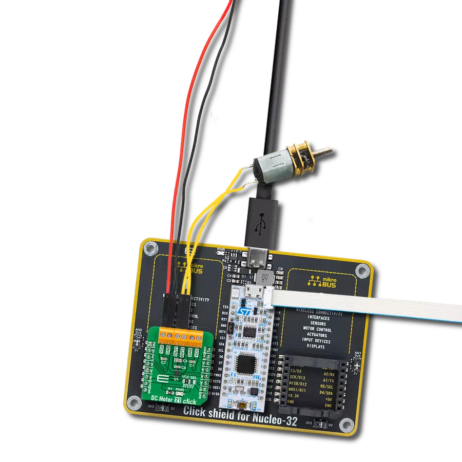 DC Motor 21 Click with Nucleo 32 with STM32G431KB MCU