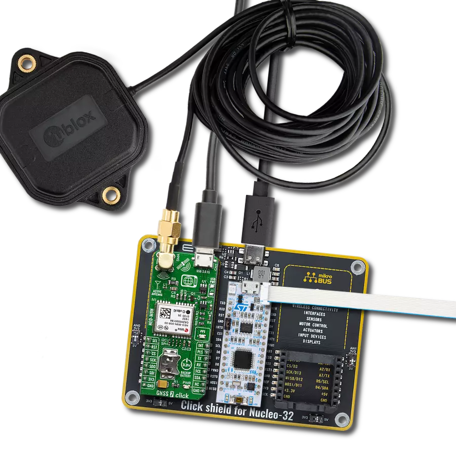 GNSS 7 Click with Nucleo 32 with STM32F031K6 MCU