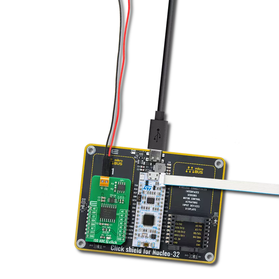 Convert analog to digital signals with AD7091R and STM32F031K6 with additional electrical isolation between them