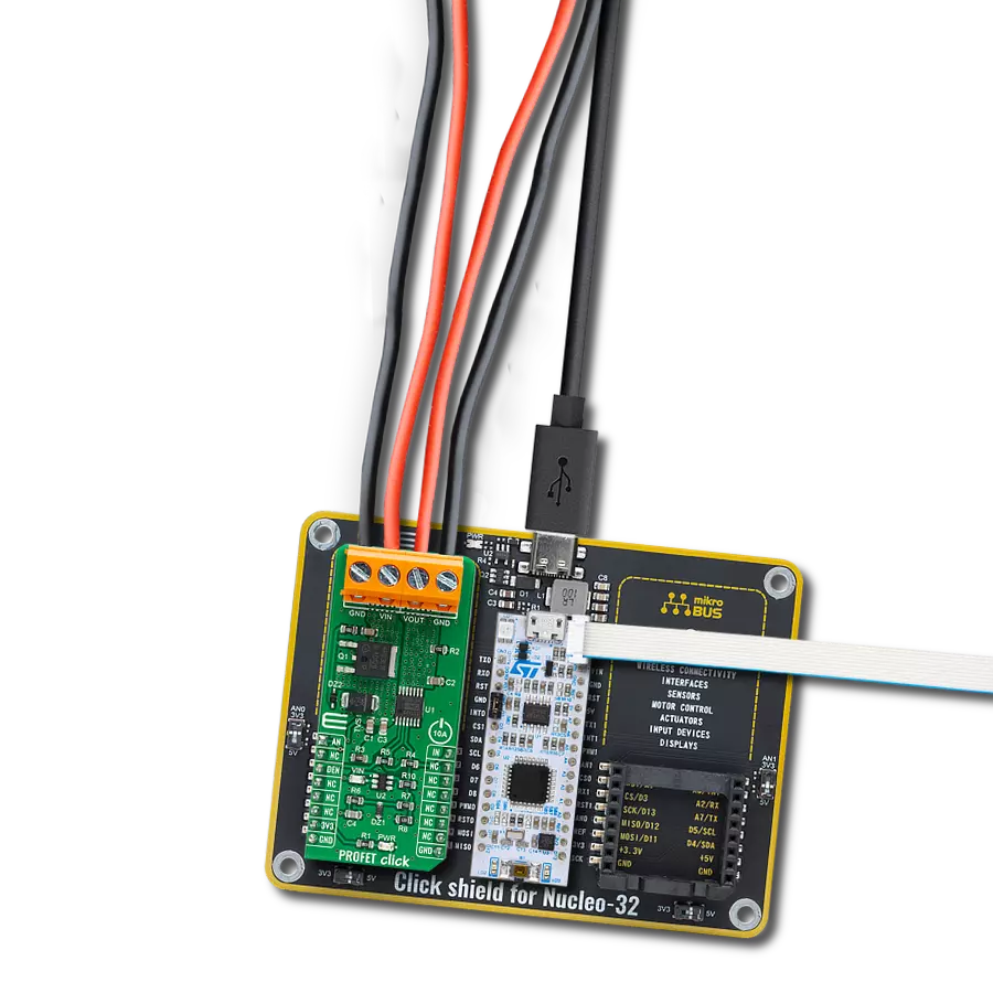 PROFET Click - 10A with Nucleo 32 with STM32F031K6 MCU
