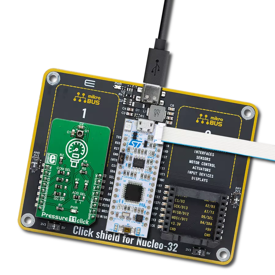 Pressure 11 Click with Nucleo 32 with STM32F031K6 MCU
