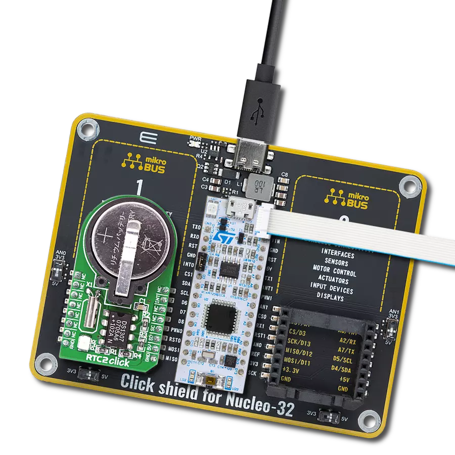 RTC 2 Click with Nucleo 32 with STM32L031K6 MCU