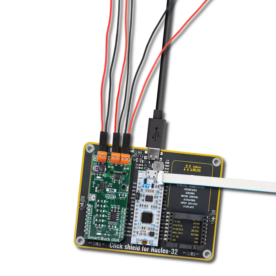 Smart Buck click with Nucleo 32 with STM32F031K6 MCU