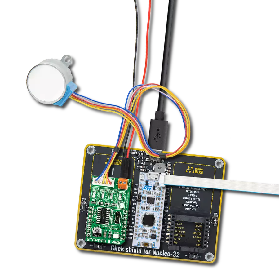 Stepper 3 Click with Nucleo 32 with STM32L432KC MCU