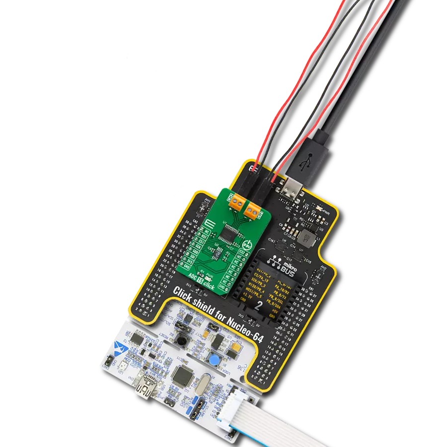 ADC 15 Click with Nucleo 64 with STM32C031C6 MCU