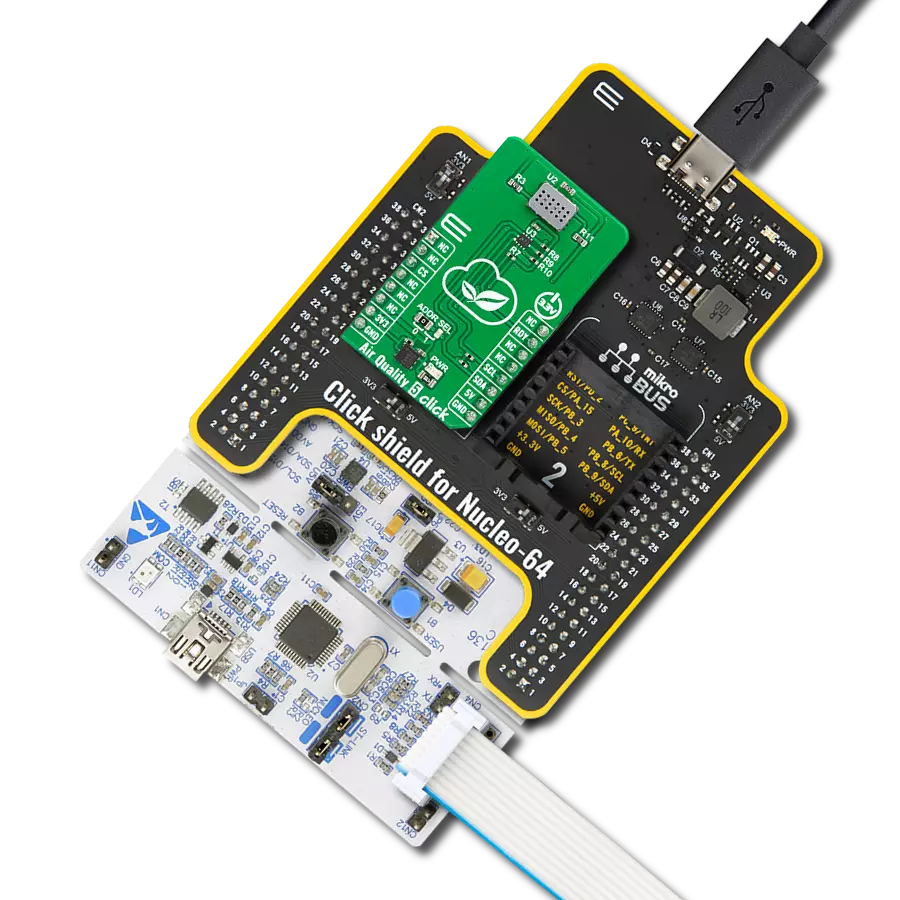 Air quality 5 Click with Nucleo 64 with STM32F411RE MCU