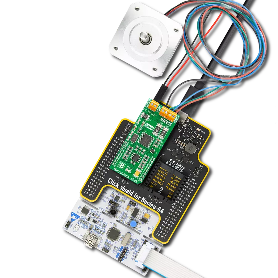Brushless Click with Nucleo 64 with STM32F302R8 MCU