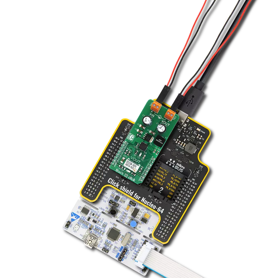 使用 MAX17536 和 STM32G071RB 对所施加的直流输入进行降压转换。