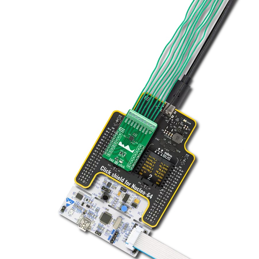 DAC 12 Click with Nucleo 64 with STM32L053R8 MCU