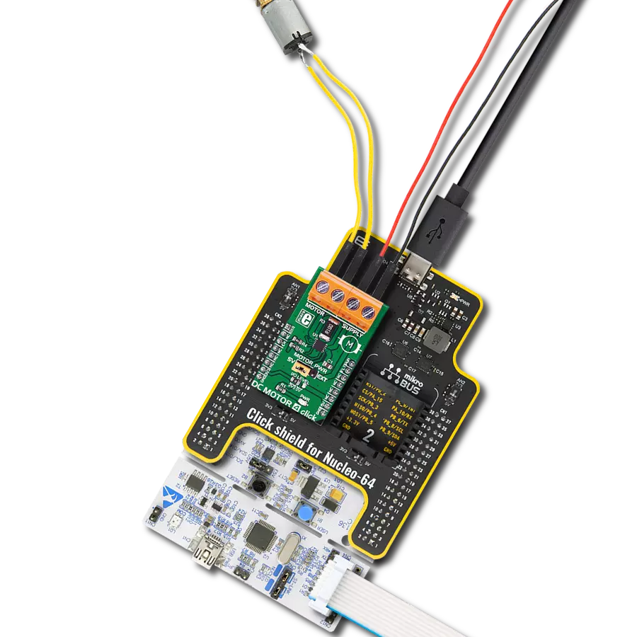 DC MOTOR 4 click with Nucleo 64 with STM32F302R8 MCU