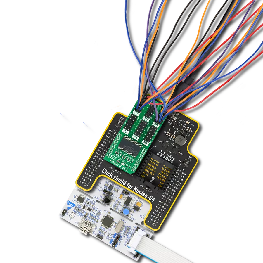 EXPAND 7 Click with Nucleo 64 with STM32G070RB MCU