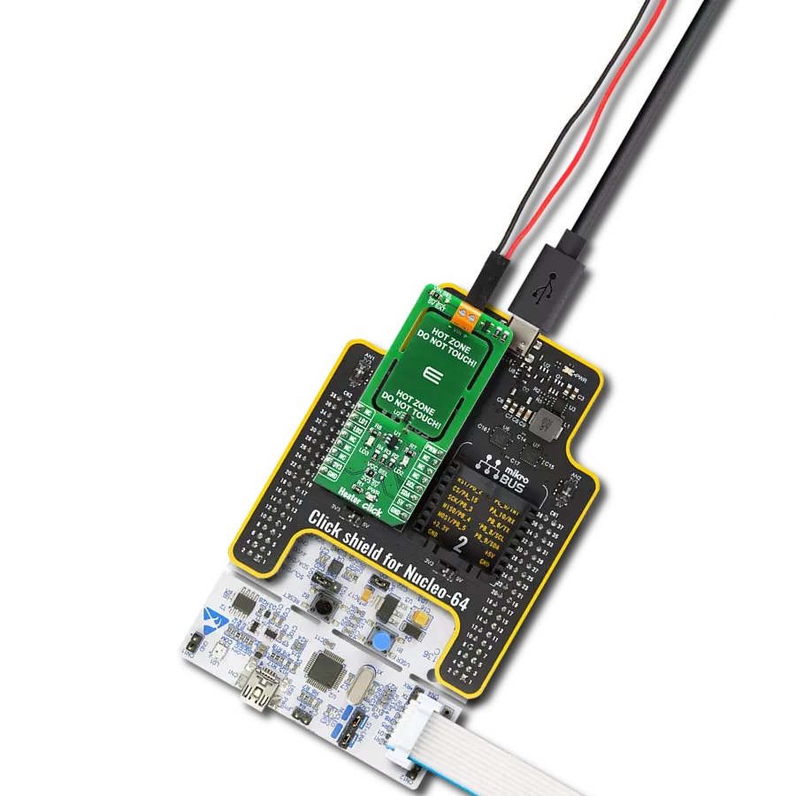 Heater Click with Nucleo 64 with STM32F302R8 MCU