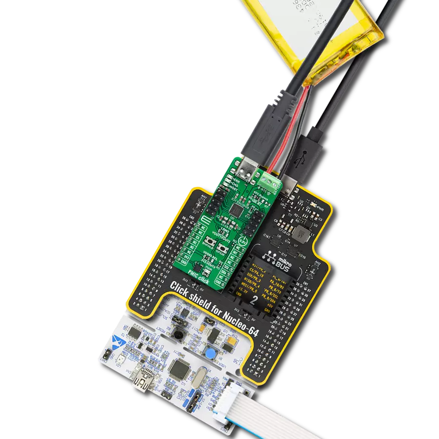 Provide essential functions for charging and managing battery power in electronic devices with nPM1300 and STM32F446RE