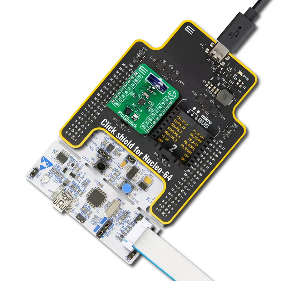 RTC 20 Click with Nucleo 64 with STM32F302R8 MCU