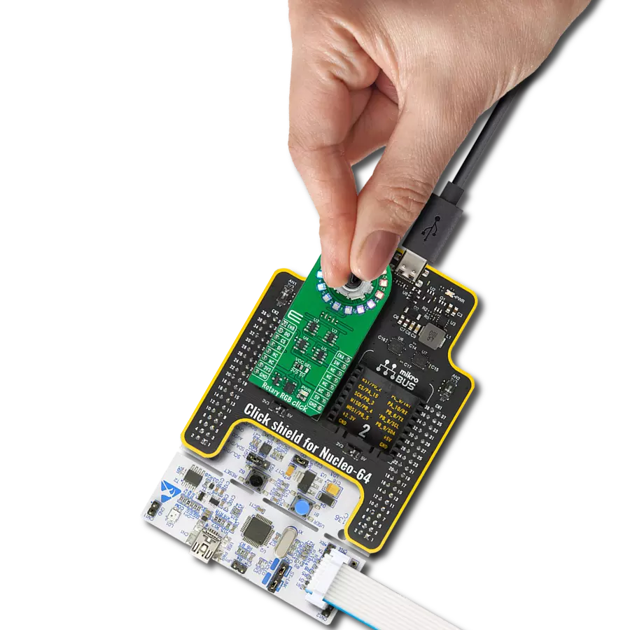 Create interactive controls, visual effects, and precise position displays with WS2812B-2020, EC12D1564402, and STM32F446RE