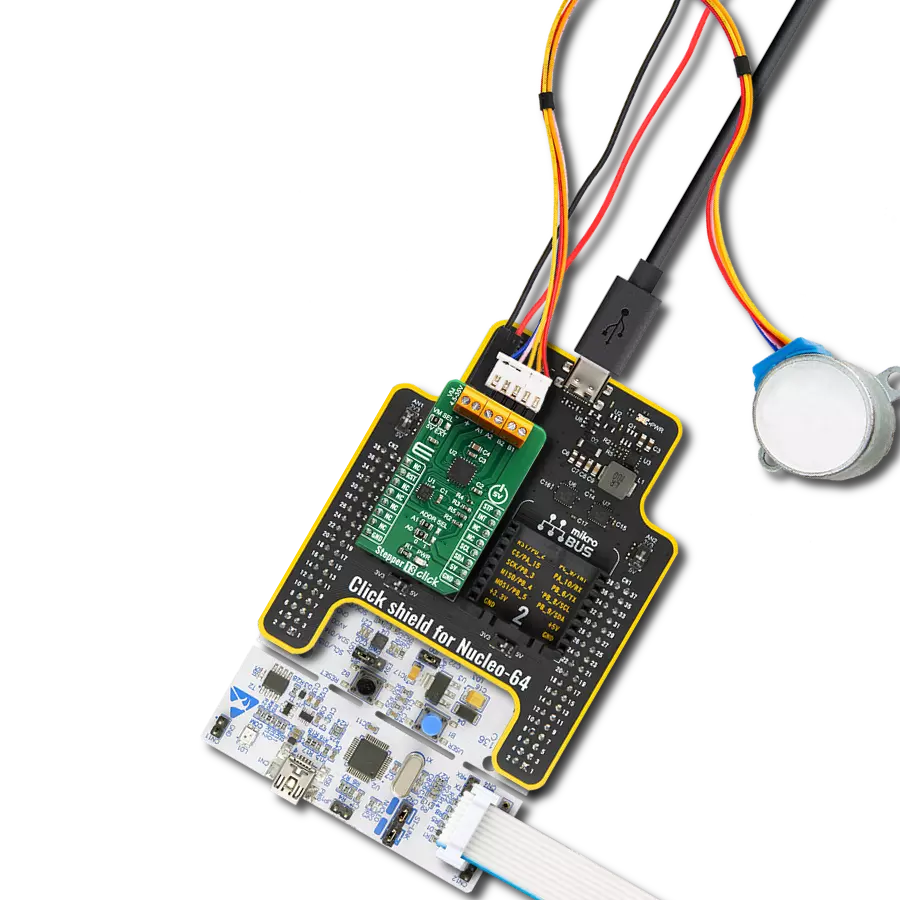 Achieve precise manipulation of stepper motors in full-, half-, quarter-, or eighth-step modes with MP6500 and STM32F446RE