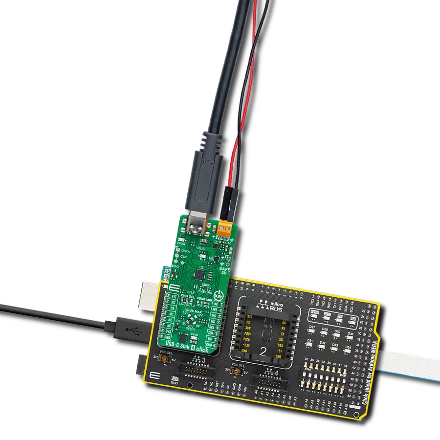 USB-C Sink 4 Click with Arduino Mega 2560 Rev3