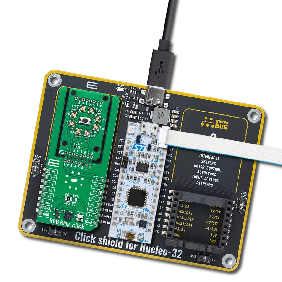 Create vibrant, dynamic lighting effects with a circle of eight WL-ICLED 1312020030000 RGB LEDs and STM32F031K6