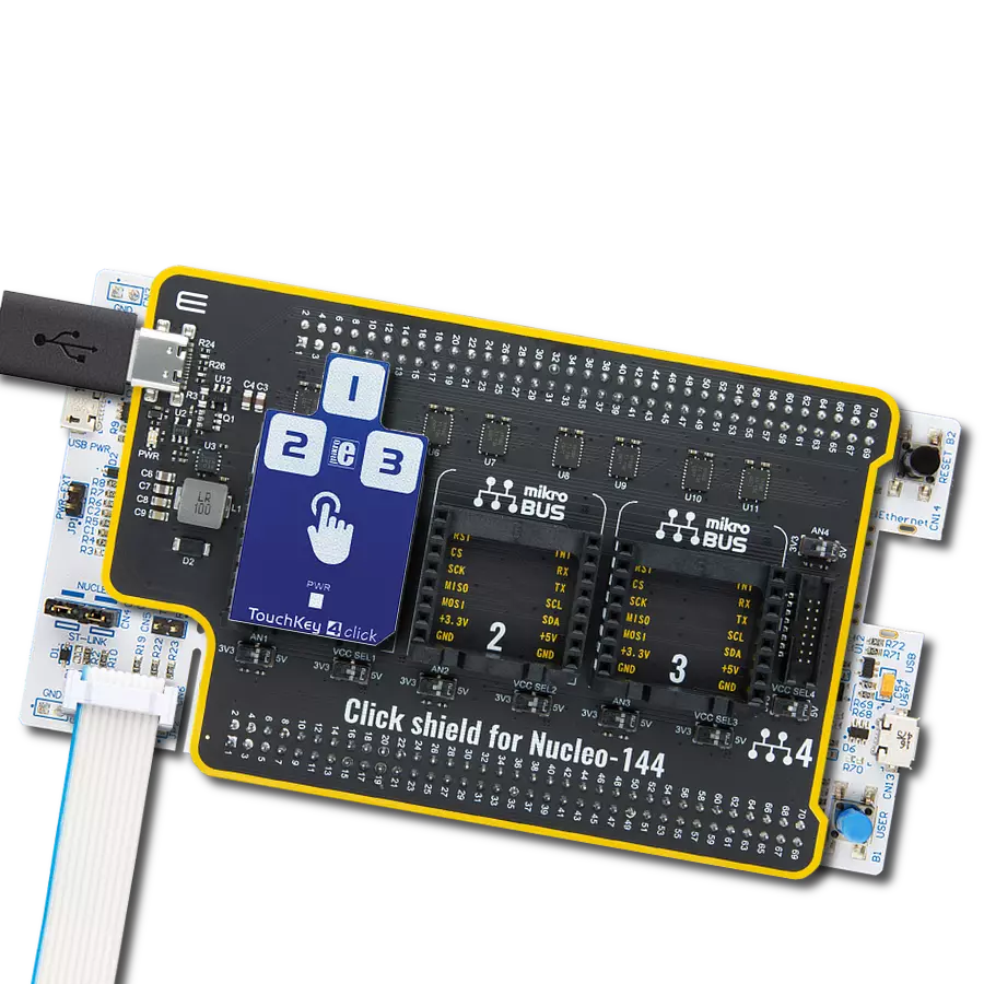 TouchKey 4 click with Nucleo 144 with STM32F767ZI MCU