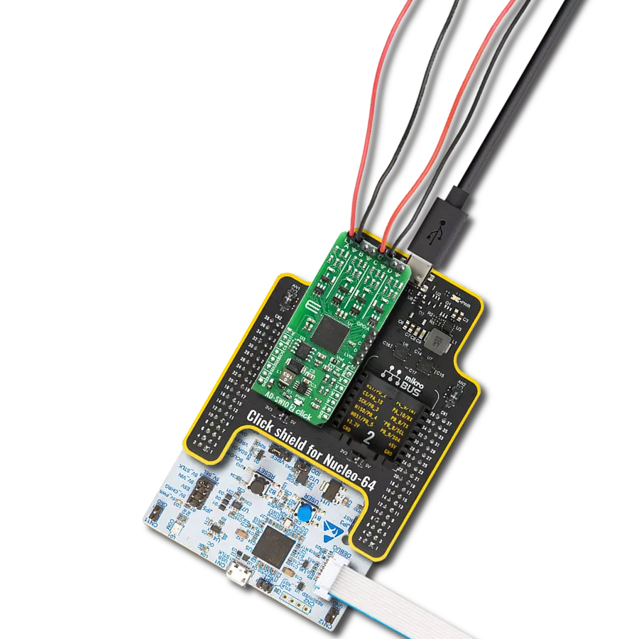 AD-SWIO 2 Click with Nucleo 64 with STM32G431RB MCU