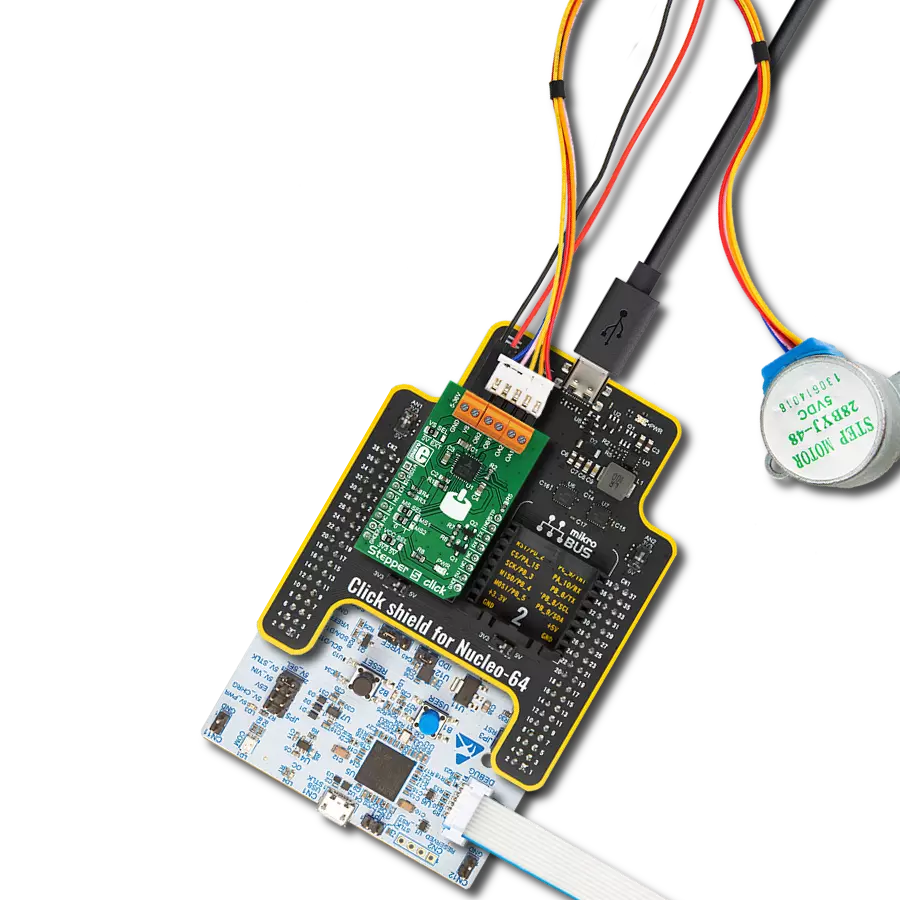 Stepper 5 Click with Nucleo 64 with STM32G431RB MCU