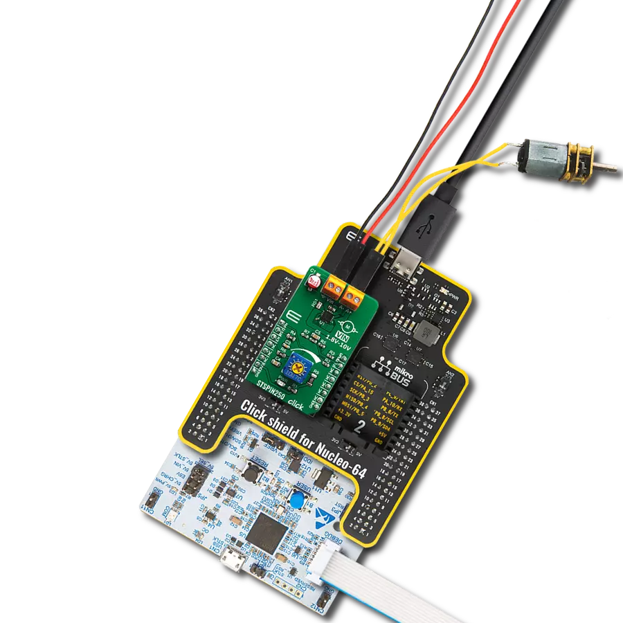 STSPIN250 Click with Nucleo 64 with STM32G474RE MCU