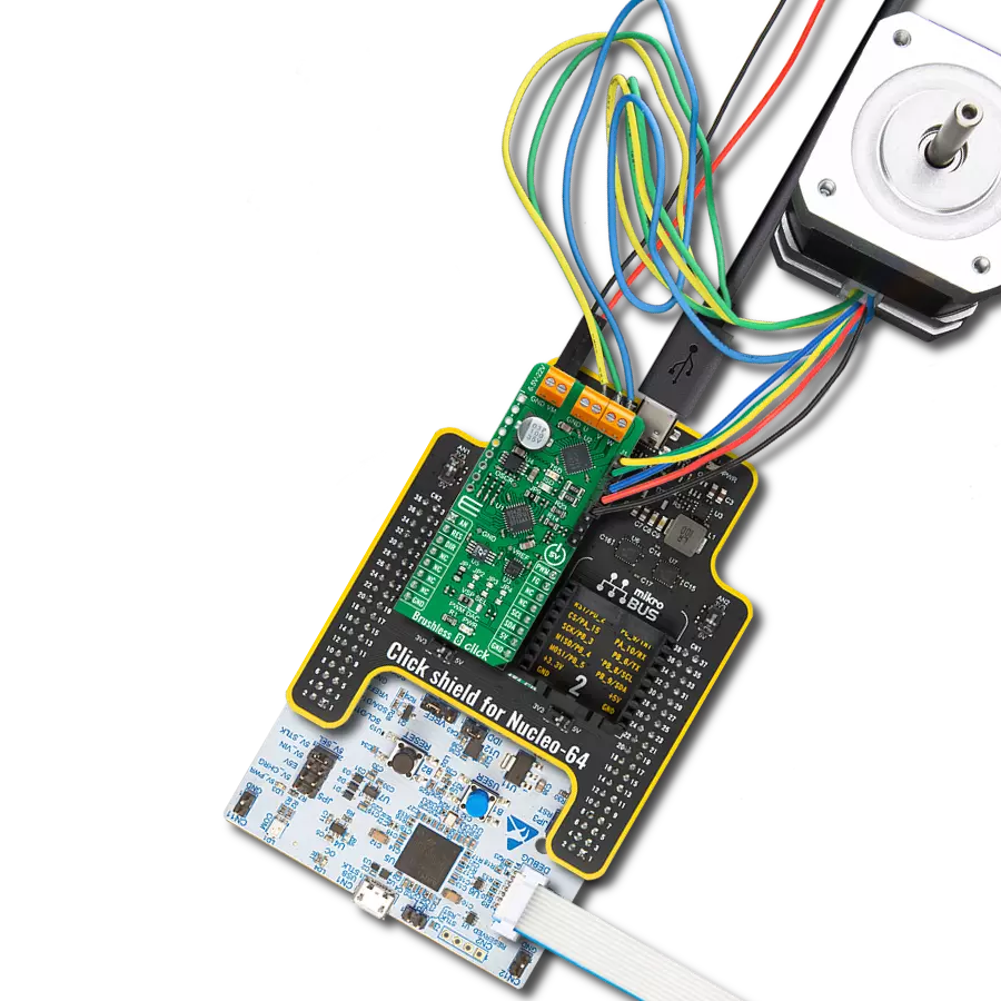 Brushless 8 Click with Nucleo 64 with STM32G491RE MCU