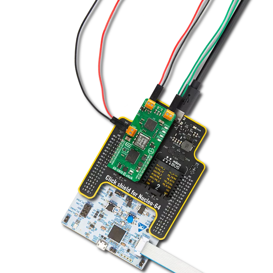 AD-SWIO 3 Click with Nucleo 64 with STM32G431RB MCU
