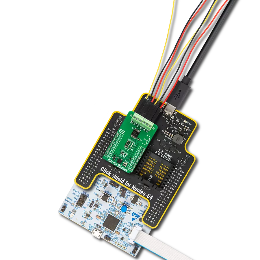 DIGI POT 14 Click with Nucleo 64 with STM32G431RB MCU