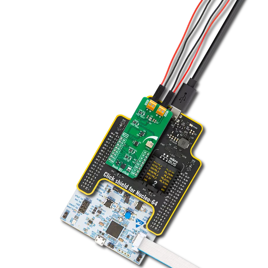 Reduce the input voltage to a desired output level with MAXM38643 and STM32G474RE