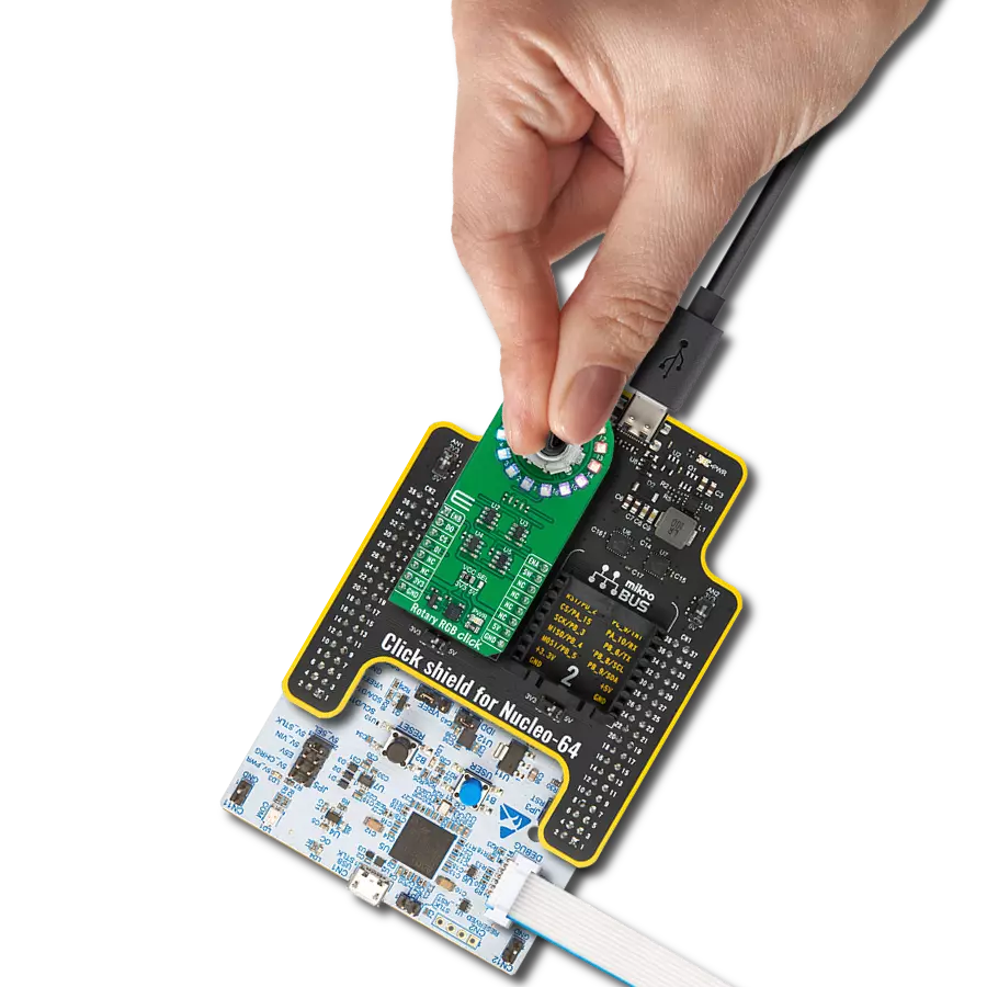 Rotary RGB Click with Nucleo 64 with STM32G474RE MCU