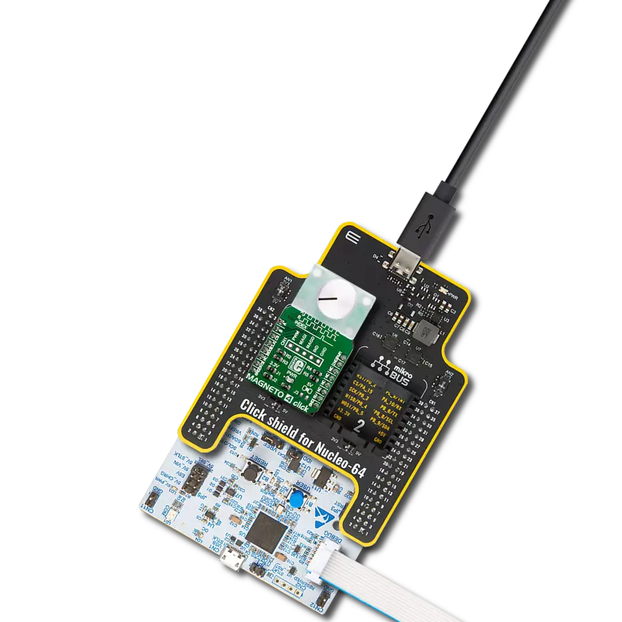 Magneto 4 Click with Nucleo 64 with STM32G474RE MCU