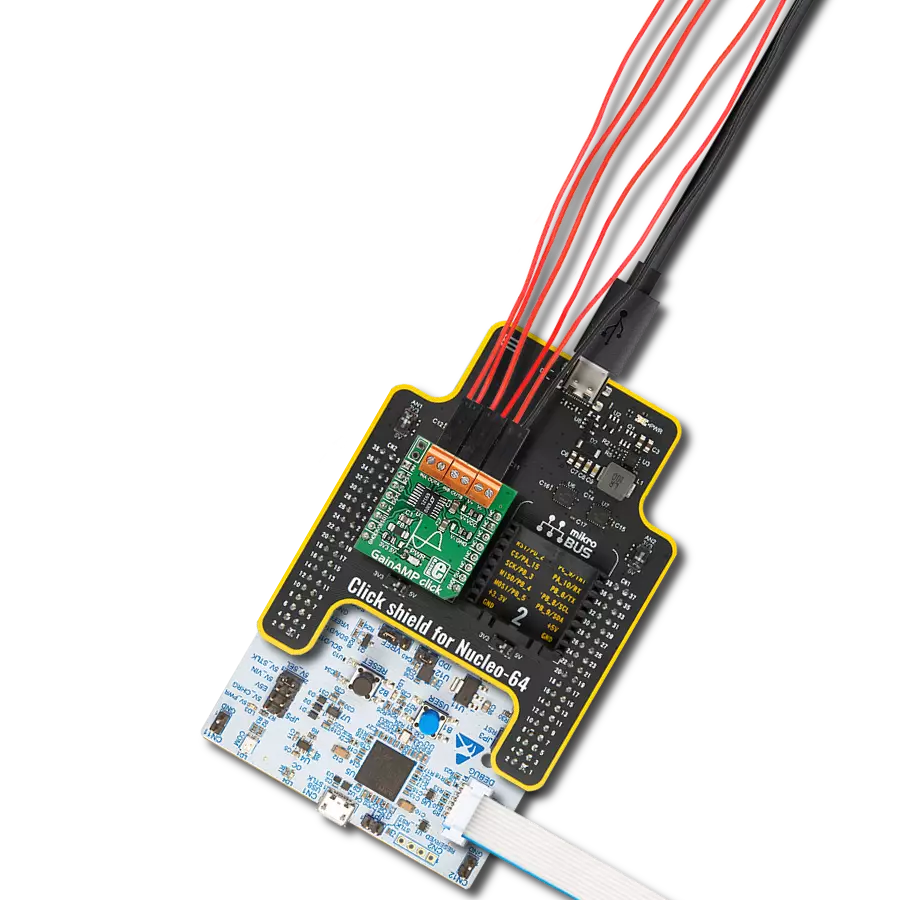 GainAMP Click with Nucleo 64 with STM32G431RB MCU