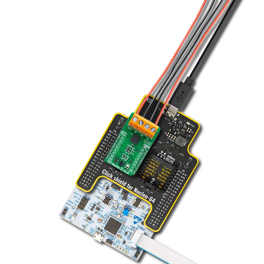 VCP Monitor 6 Click with Nucleo 64 with STM32G431RB MCU