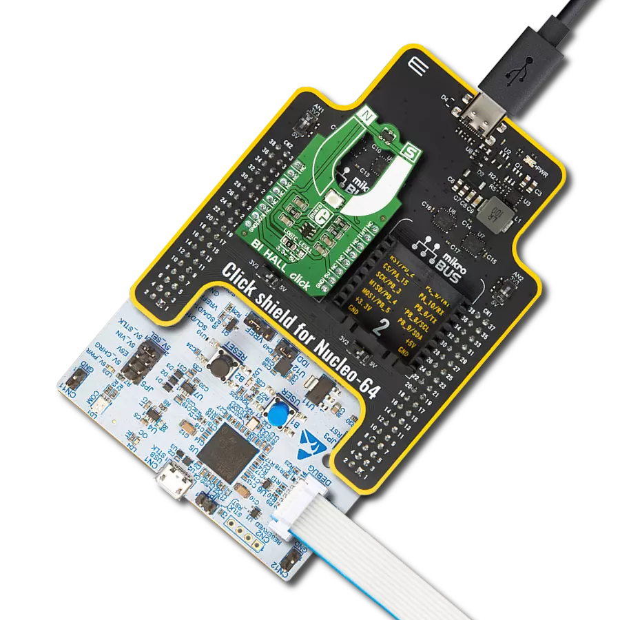 Bi Hall Click with Nucleo 64 with STM32G431RB MCU