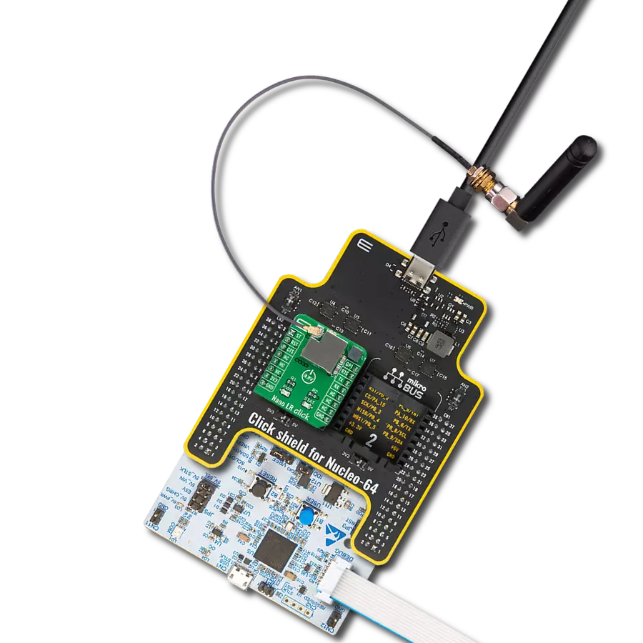 Nano LR Click with Nucleo 64 with STM32G474RE MCU