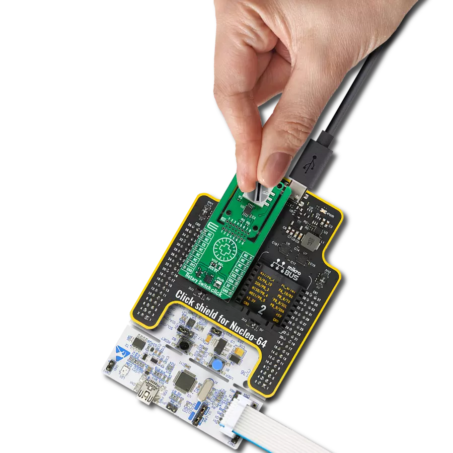 Provide a rotary input mechanism for user interaction with RDS6-16S-1065-1-SMT and STM32L073RZ