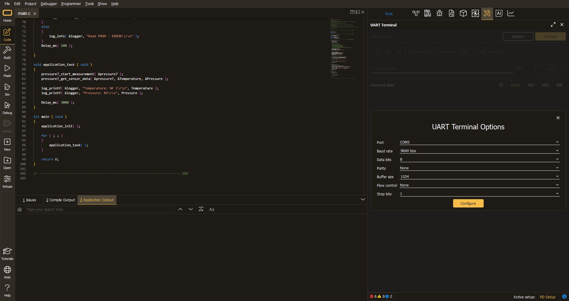 UART Application Output Step 3