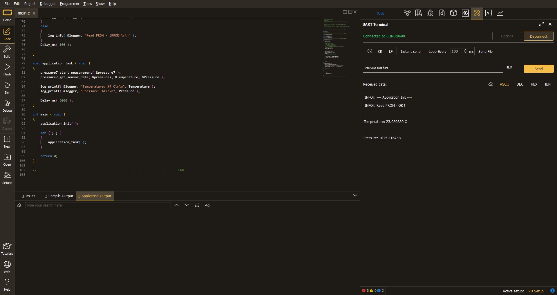 UART Application Output Step 4